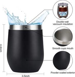 Thermal Insulated Mug 12oz Tumbler Wine Glasses Vacuum Insulated Stainless Steel Coffee Tumbler With <b>Lid</b> Wine - Product Image 1