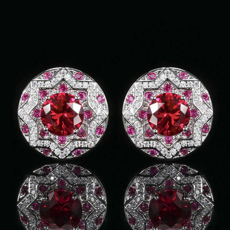 Boucles d'oreilles en corindon rouge