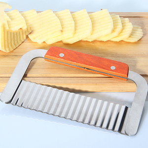 Potato Chip <strong>Crinkle</strong> <strong>Cutting</strong> Tool French Fry Slicer Stainless Steel Blade Wooden Handle Vegetable Salad Chopping <strong>Knife</strong> - Product Image 3
