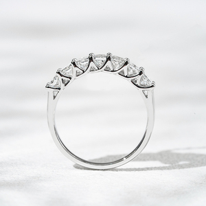 Starsgem 1.9ct เจียระไนเพชรขนาด3*5มม. สีขาวทอง18K แหวนเพชรเจ็ดเม็ดแบบคลาสสิกสำหรับทุกเพศ - Product Image 4