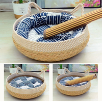 Lit pour chat en corde de coton tissée à la main, lit pour petit chien personnalisé, accessoires pour animaux de compagnie, tapis de couchage pour chat, lit pour animaux de compagnie