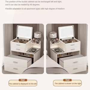 Coiffeuse multifonctionnelle avec chargeur, commodes <span class=keywords><strong>de</strong></span> rangement, miroir LED <span class=keywords><strong>et</strong></span> <span class=keywords><strong>table</strong></span> <span class=keywords><strong>de</strong></span> maquillage relevable pour <span class=keywords><strong>chevet</strong></span> - Product Image 4