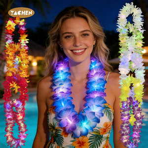 Yachen LED éclairer Hawaii fleur Leis guirlande adulte enfants Hula Luau lueur couronne collier fête d'anniversaire décoration de mariage - Product Image 5