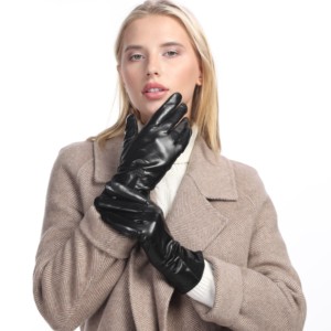 Produttori all'ingrosso personalizzabili guanti in pelle da donna con le dita, alla moda guanti invernali in pelle di pecora - Product Image 5
