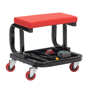 Sgabello da Meccanico Imbottito in PU con Ruote, Struttura in Acciaio Resistente, Sedia per Riparazioni con Base Portautensili per Officina Auto - Product Image 5