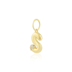 Colgante de Oro Amarillo de 18k con Diamante e Inicial del Alfabeto S - Product Image 3