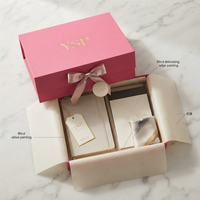 Ensemble d'emballage cadeau rose de luxe sur mesure, boîte rigide pliable à fermeture magnétique avec nœud en ruban de satin