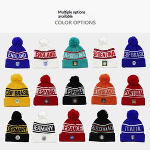 Gorro Tejido Bordado con Logotipo de Club o Selección Nacional para Fanáticos de Ronaldo, Miami, París, <span class=keywords><strong>Chelsea</strong></span>, Rojo/Amarillo/Negro, Adulto - Product Image 2