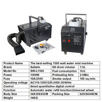 Máquina de Humo y Burbujas LED DMX512 de 1500W con Iluminación RGBA, Clasificación IP33, Control Remoto para Escenarios, Fiestas, Bodas y Eventos