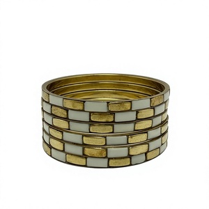 Fashion Multi Color Gold Plated Brass Resin Cuff Bangle for <b>Women</b> and Girls Wedding <b>Jewelry</b> - Product Image 2