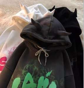 Personalizado de los hombres holgado Zip-Up Puff impresión Sudadera con capucha Streetwear Algodón Drop Shoulder 3D Prosses Washed Technics - Product Image 5