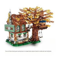 Pour LOZ 1033 moderne arbre maison ABS figurines électronique scène modèle Mini assemblage Puzzle jouet pour filles enfants bloc de construction ensemble