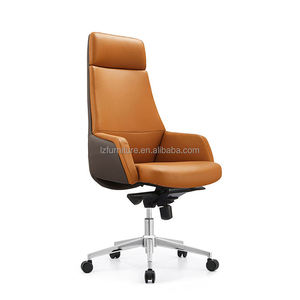 Chaise de bureau de direction ergonomique de luxe en similicuir PU orange de haute qualité, moderne, pour le travail et le bureau - Product Image 2