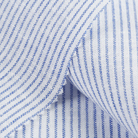 Tissu Popeline Rayé Teint en Fil Écologique 55% Lin 45% Coton, Meilleure Vente, pour Chemises Formelles, Décontractées et Uniformes Homme, Femme, Enfant