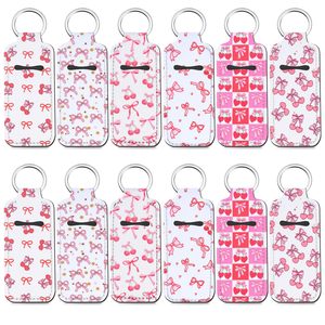 Llavero Portabálsamo Labial de Neopreno con Estampado Floral y Lazo, Funda Portátil <span class=keywords><strong>para</strong></span> Lápiz Labial <span class=keywords><strong>para</strong></span> <span class=keywords><strong>Mujer</strong></span>, En Stock, Logotipo Personalizado - Product Image 6