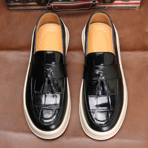 Classic Design Top Quality Mens Brands <b>Autumn</b> Wedding Party Loafers China for Men Scarpe Brown Rubber Walking Shoe - Product Image 5