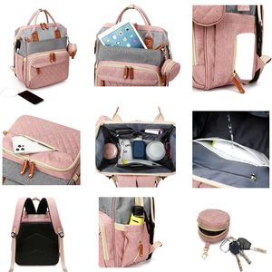 Zaino per Pannolini con Fasciatoio, Borsa Multifunzionale Impermeabile per <span class=keywords><strong>Mamma</strong></span> e Papà, Elegante Zaino da Viaggio per Neonati - Product Image 5