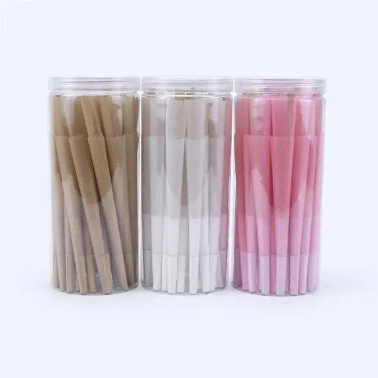 50 Cones in Jar Top Sale King Size Custom Rolling Paper Smoking Accessories Natural Organic Slow Burning Pre Rolled Cones