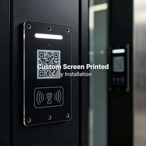 Panneau acrylique noir personnalisé imprimé à l'écran avec trous de fixation, plaque de contrôle d'accès pour lecteur de cartes RFID et scanner de codes QR - Product Image 3