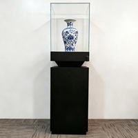 Vitrine d'exposition en verre minéral durable en gros, présentoir métallique avec éclairage pour musée, exposition, salle d'exposition