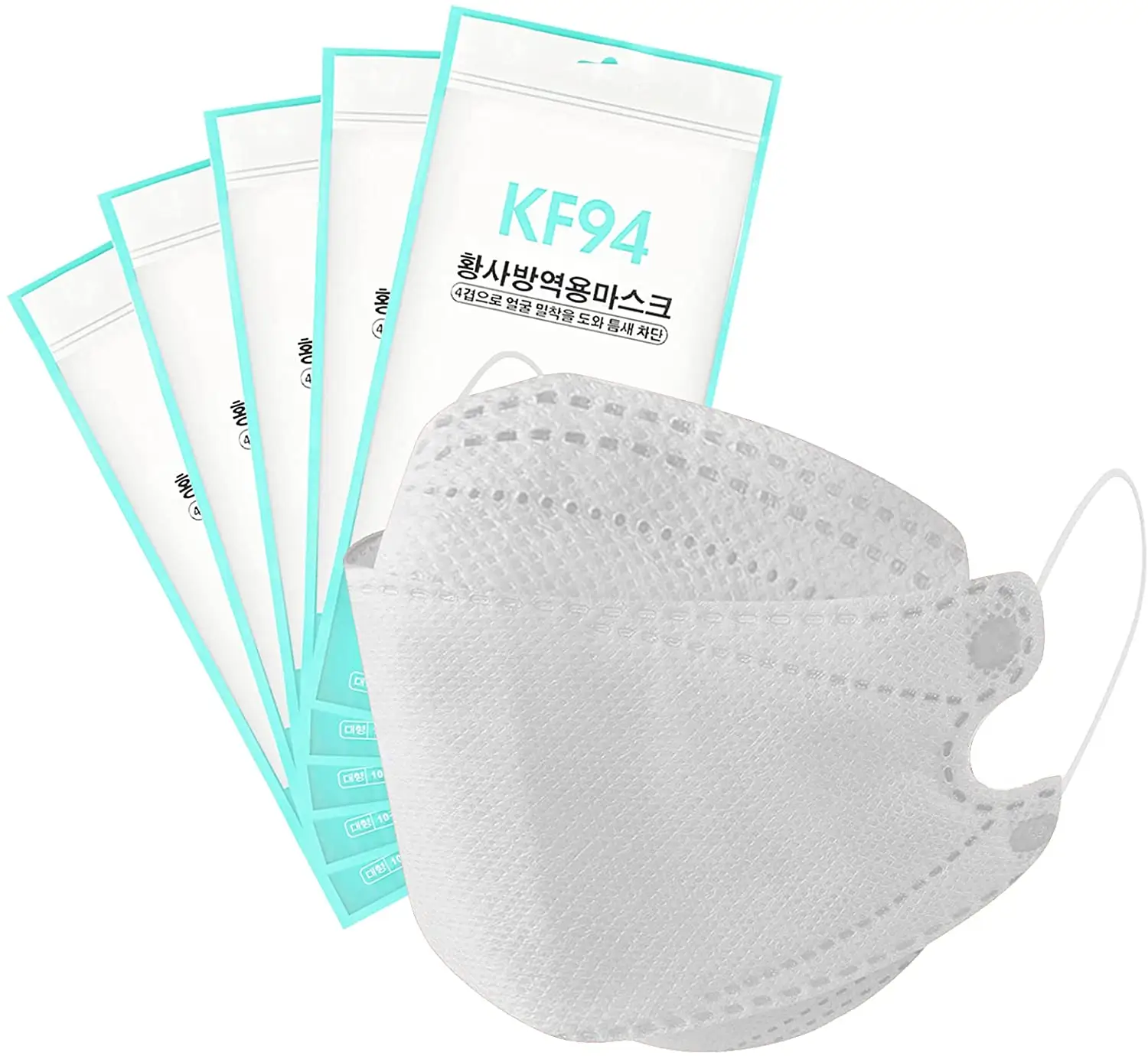 Junlong Mascarillas KF94 Mask 4 Layers 3D Korean Mask Korea Fish Shape Protective Facemask KF94 Green