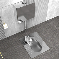 Toilette à casserole accroupie carrée moderne en acier inoxydable grande conception pour salle de bain toilette à squat de style turc