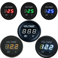 Jauge de tension de voiture DC 12V affichage LED voltmètre étanche voltmètre à panneau rond numérique Compatible avec véhicule