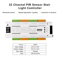COXO V2 Contrôleur de Lumière d'Escalier LED 32 Marches, 12V 24V 400W RGB Télécommande avec Détecteur de Mouvement