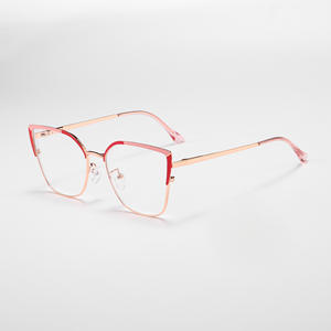 Nuevas gafas ópticas de metal estilo europeo americano con diseño de ojo de gato para mujer, anti luz azul, montura mediana, lentes AC, diseño irregular - Product Image 4
