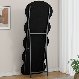 <span class=keywords><strong>Espejo</strong></span> de pie de cuerpo entero de franela ondulado blanco con soporte para dormitorio y sala de estar, para colgar - Product Image 3
