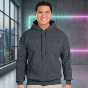 เสื้อฮู้ดผู้ชายสีเทาเข้ม ทรงปกติ ผ้าฝ้ายฟลีซถัก 100% สวมใส่สบาย สีพื้น มีกระเป๋า เหมาะสำหรับฤดูหนาว แห้งเร็ว - Product Image 1