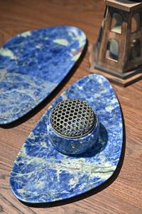 Ensemble <span class=keywords><strong>de</strong></span> plats à bonbons en marbre bleu bolivien - Plats en pierre naturelle faits à la main pour la décoration <span class=keywords><strong>de</strong></span> la maison, des desserts et <span class=keywords><strong>de</strong></span> la table - Product Image 4