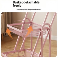 Étagère de rangement parallèle mobile pliable sur roulettes, support à trois niveaux en acier au carbone pour collations et plantes succulentes, pour salon