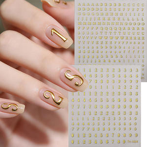 Autocollant 3D 5D Chiffre Lettre Brillant Autocollant <span class=keywords><strong>Noir</strong></span> Blanc <span class=keywords><strong>Argent</strong></span> Feuille Décoration Nail Art Autocollants Salon DIY Décalcomanies Ongles - Product Image 6