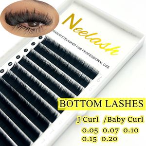 Extensions de cils inférieurs individuels classiques en cachemire/plats, noir foncé, 0,1 0,15 0,2, plateau de cils J B C Curl, petites extensions de cils inférieurs - Product Image 2