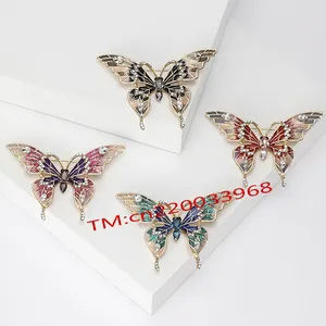 2024 New Luxury Insect Diamond Brooches Pin Fashion Wedding Bridal Jewelry Enameled Butterfly Brooch For Women