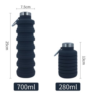 Botella de Agua Deportiva Plegable de Silicona de 700 ml, Libre de BPA, con Tapa de Acero Inoxidable, a Prueba de Fugas, Ligera y Ecológica para Uso en Exteriores - Product Image 5