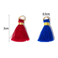 Grosir Rumbai Mini Multi-warna 2cm Dengan Loop Logam Benang Emas Pengunci Rumbai Kecil untuk DIY Gelang Gantungan Tas Perlengkapan Kerajinan
