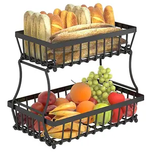 2 Tier Obst Korb Abnehmbare Metall Obstschale Brot Korb Zähler Organizer Obst Halter Lagerung Stehen mit Schrauben Freies