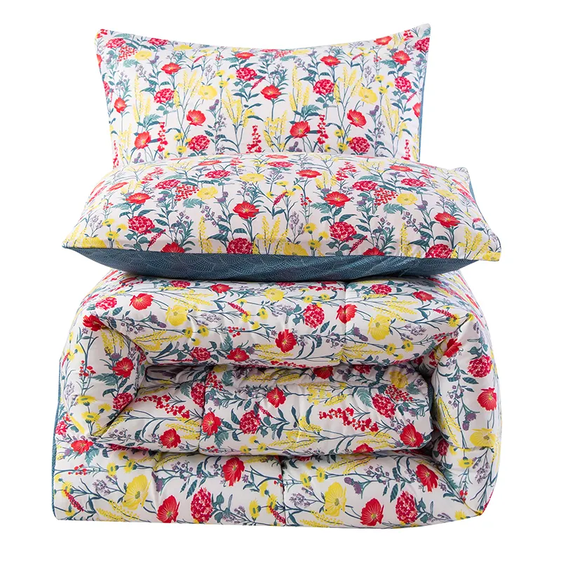 Folhas De Cama Floral 4pcs Algodão Skin-friendly Conjunto de Folhas De Cama Lavada Coleções Colchas Colchas De Cama Conjunto Comforter