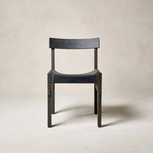 Chaises de salle à manger sans accoudoirs en bois massif rustique vintage avec siège en cuir noir pour salle à manger, bureau à domicile et hôtel - Product Image 3