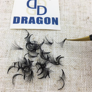 Éventails de volume préfabriqués Dragon Private Label éventails lâches Noir mat 500/1000 Éventails à base pointue Éventails amples Extensions de cils noir mat - Product Image 4