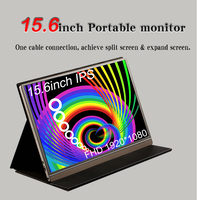 Moniteur LCD intelligent portable de 15,6 pouces 1920*1080p, écran supplémentaire compatible avec les smartphones mobiles, les ordinateurs portables et les ordinateurs