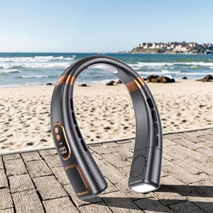 Portable USB Charging Bladeless <b>Neck</b> Fan with Digital Display Lighting Outdoor Summer Air <b>Cooler</b> Five-Speed Wind - Product Image 4