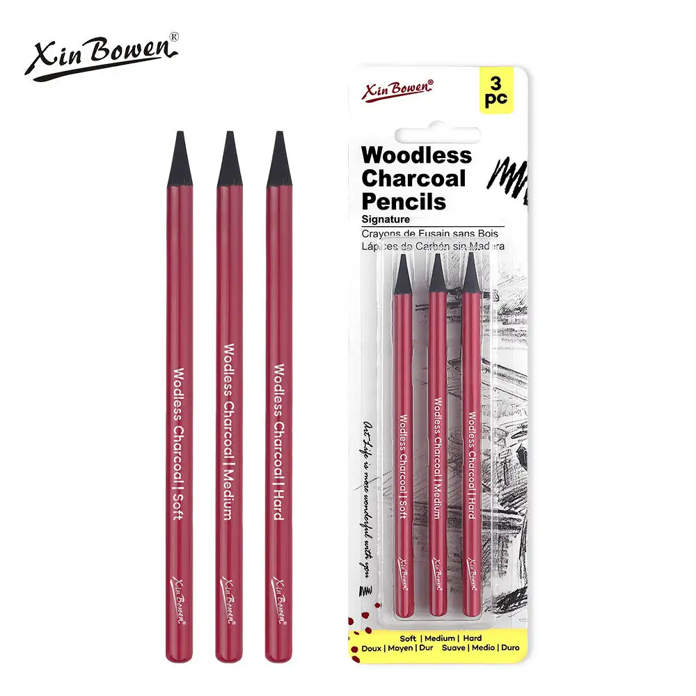 شين بون نيو تايد 3 قطع أقلام رسم من الكربون قلم كتابة مجموعة أقلام رسم من الفحم الخام