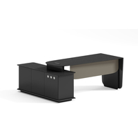 Muebles de Oficina de Grado Comercial, Juego de Escritorio Simple de Roble Negro con Almacenamiento para Uso Corporativo