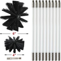 Kit de nettoyage de cheminées et de conduites avec poils en nylon et poignée en caoutchouc, diamètres 4 et 6 pouces, pour l'élimination de la poussière - Bestseller transfrontalier
