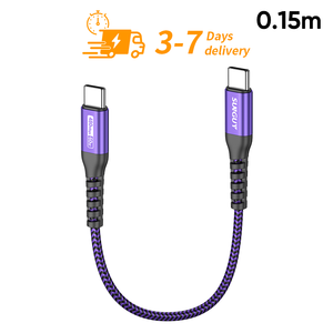 Ready to Ship SUNGUY 0.15m Nylon Braided CE Certified <b>USB</b> C <b>Cable</b> 60W Fast Charging Data <b>Cable</b> Custom <b>USB</b> <b>Cable</b> - Product Image 1