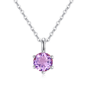 Collier en argent sterling 925 avec pierres naturelles, serti de six griffes, topaze, olivine, grenat, pour femme. - Product Image 1