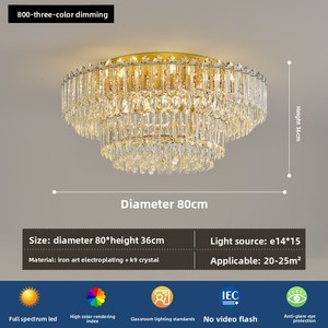 Nuovo Modello 2025 Lampadario a <span class=keywords><strong>LED</strong></span> in Cristallo Dorato per Soggiorno e Ristorante, <span class=keywords><strong>Illuminazione</strong></span> Moderna Semplice e Lussuosa - Product Image 6